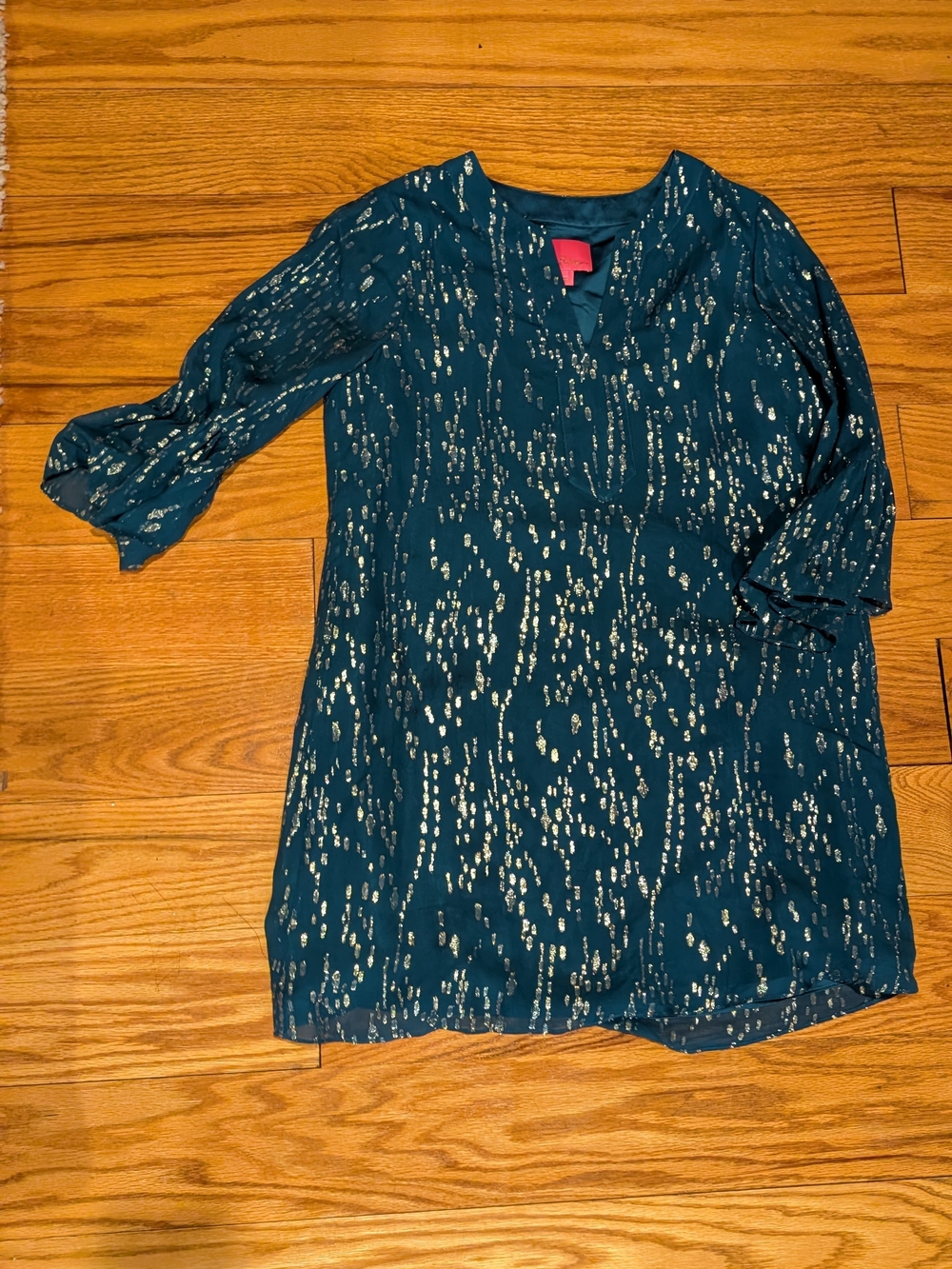 Lilly Pulitzer Teal Dress with Metallic Dot Print